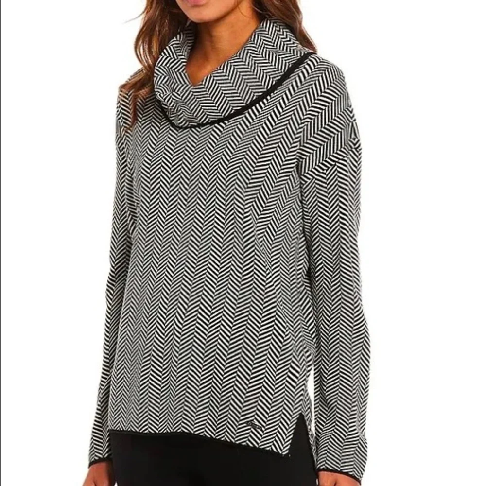 Calvin Klein Cowl Neck Long Sleeve Herringbone Pullover Sweater - Picture 1 of 9